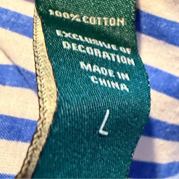 Lauren Ralph Lauren Blue and White Striped with Yellow Trim Pajamas Size Large - Picture 11 of 11